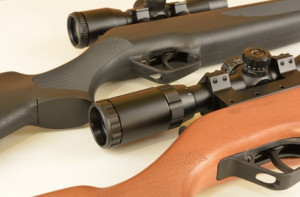 Airguns with scopes,composite and wood .