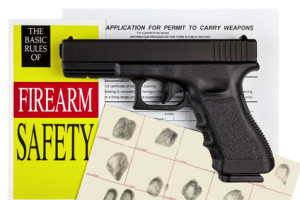 Pistol Handgun with Firearm Application and CCW Permit Fingerprint ID